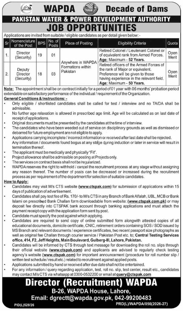 wapda sep jobs 2026 job ad