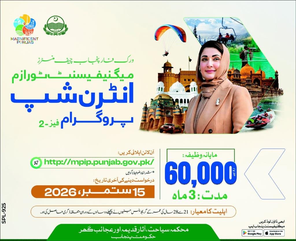 cm punjab tourism internship program sep 2026 advertisement