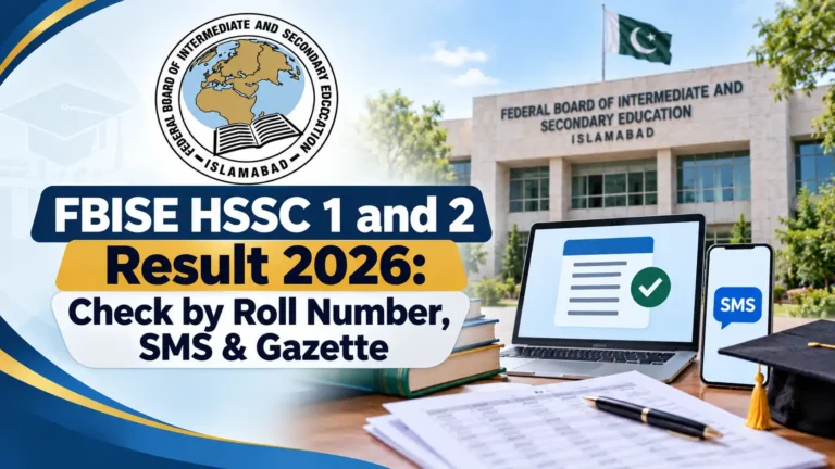 fbise hssc 1 2 result check by roll number sms gazette