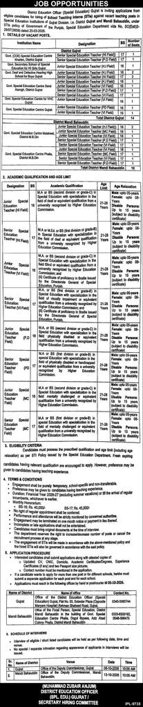 govt special education centre gujrat sti jobs september 2026 advertisement