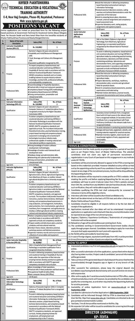 kp tevta jobs september 2026 advertisement