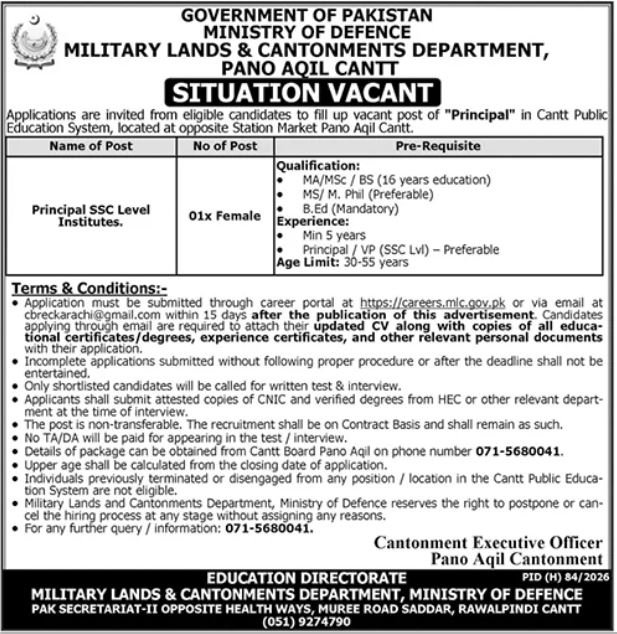 mlc pano aqil principal job september 2026 advertisement