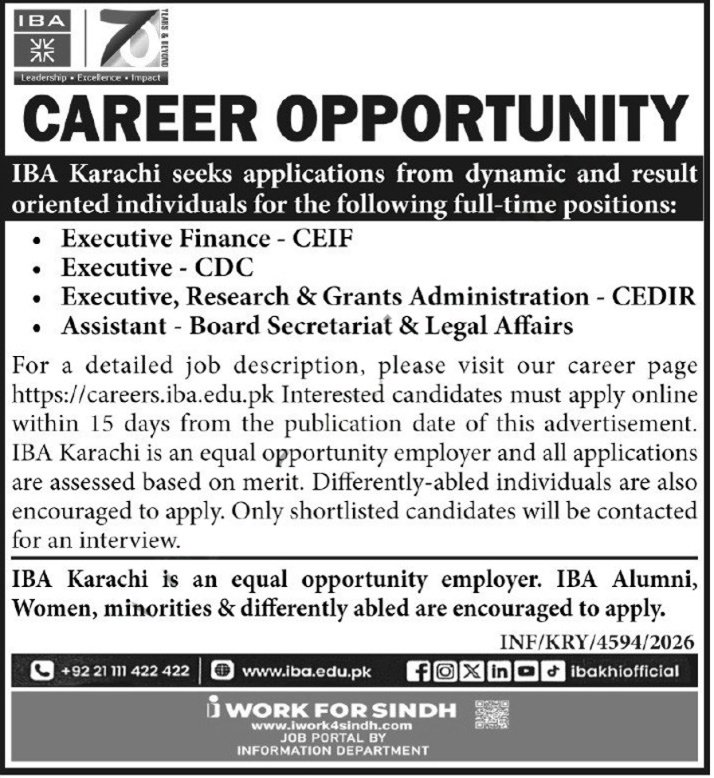 iba karachi jobs october 2026 advertisement