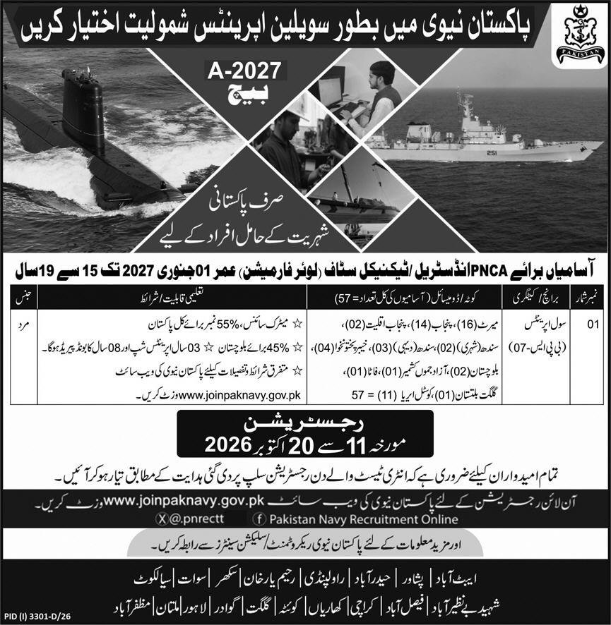 pakistan navy karachi job 2026 advertisement